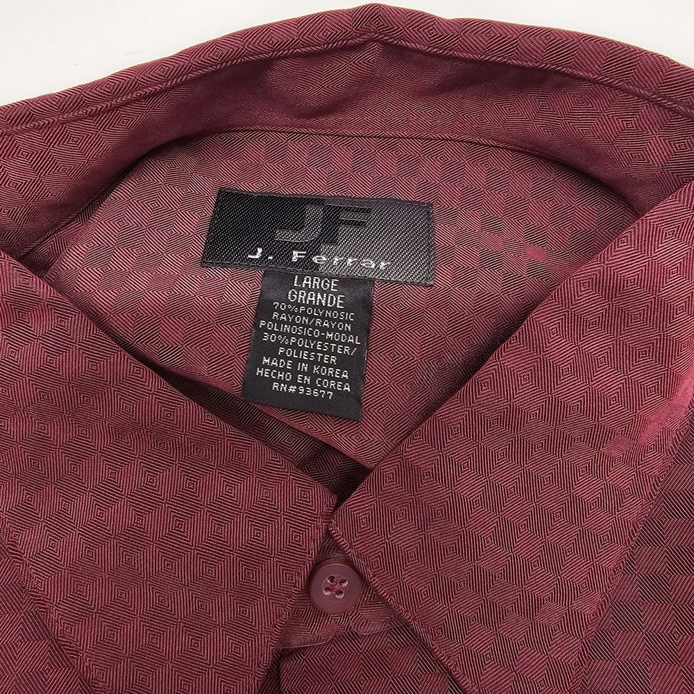 NWT Mens J. Ferrar Men's‎ Size Large Maroon Button Up Long Sleeve Check Pattern - Picture 5 of 5